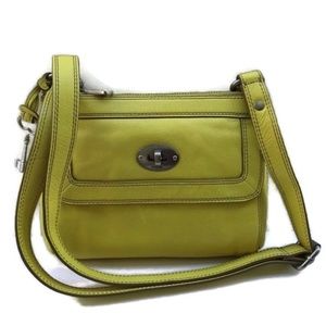 Fossil Yellow Leather Crossbody Bag